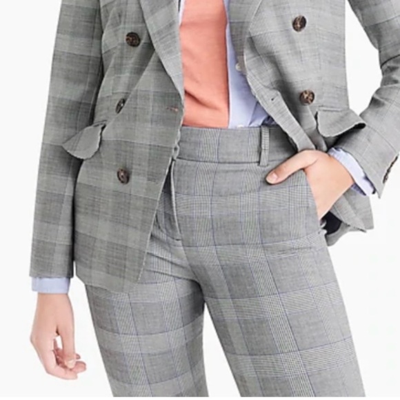 J.Crew 365 Women Gray Cameron Ankle Crop Pants sz 6T Glen Plaid Houndstooth NEW - Picture 2 of 16
